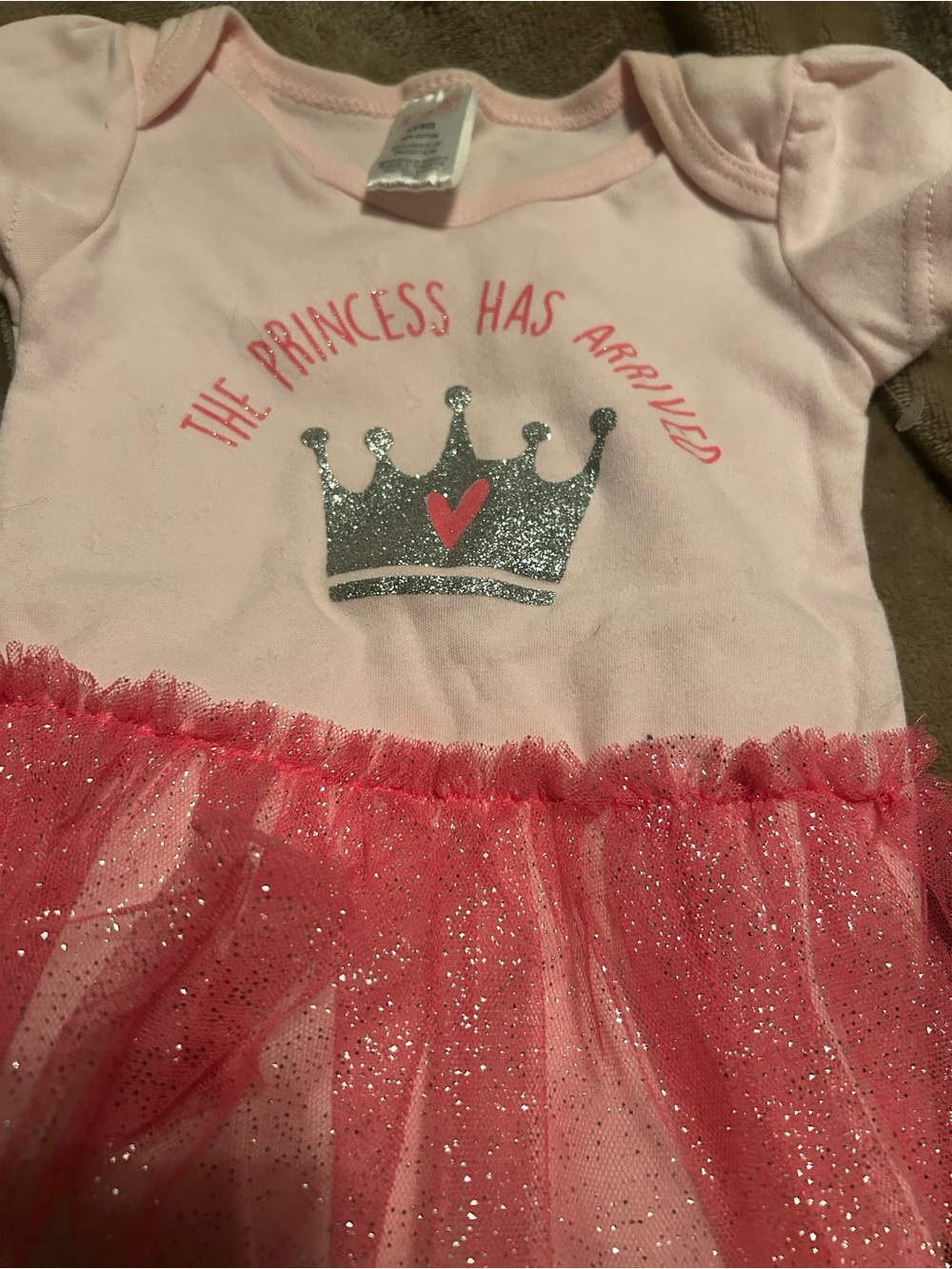 Pink Sparkle Princess One-Piece with Tulle Skirt Size 6-9 months